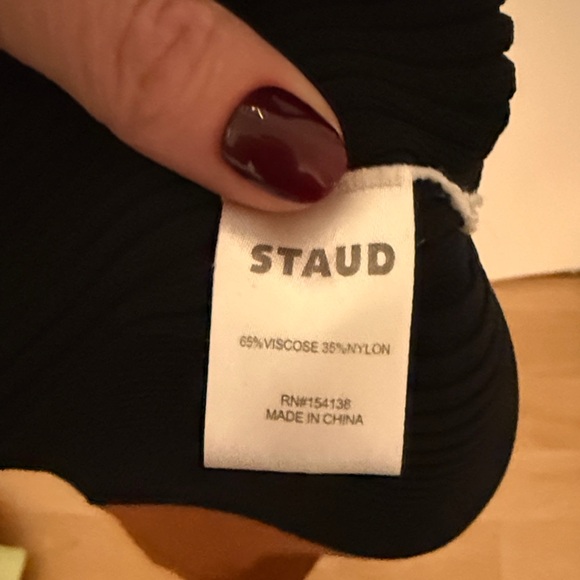 STAUD Black and Brown Long Sleeve Knit Dress - Picture 6 of 6